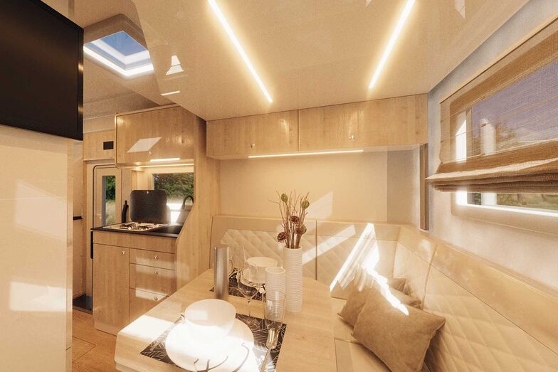 Vue sur le bloc-cuisine avec plaque de cuisson.