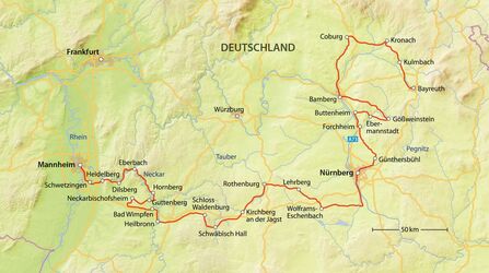 Reiseroute: Die deutsche Burgenstrasse